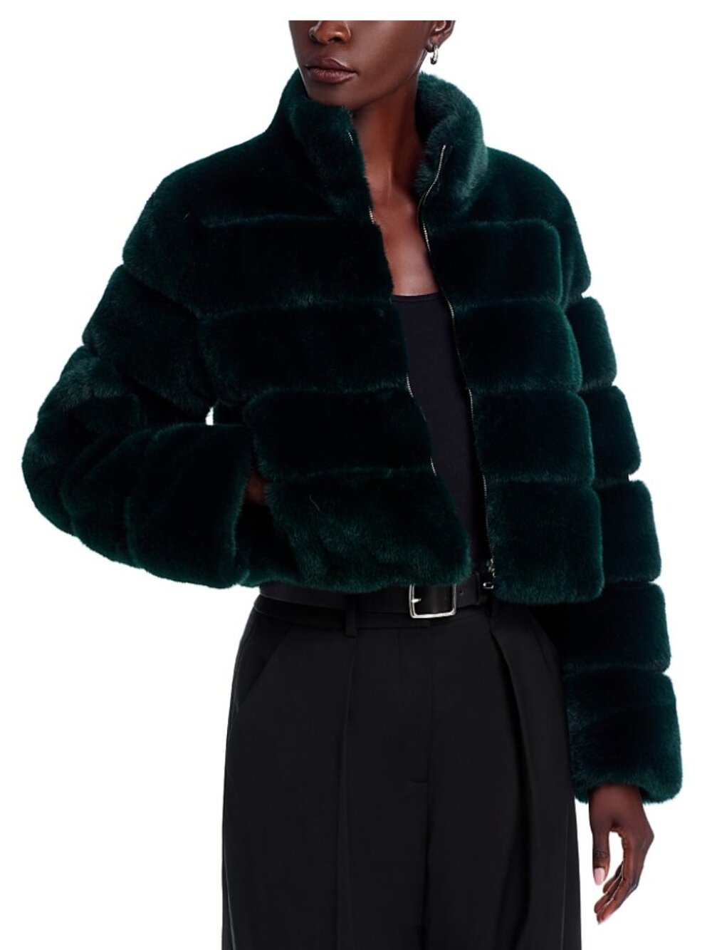 Generation Love Tala Faux-Fur Bomber Jacket in Green | XS
